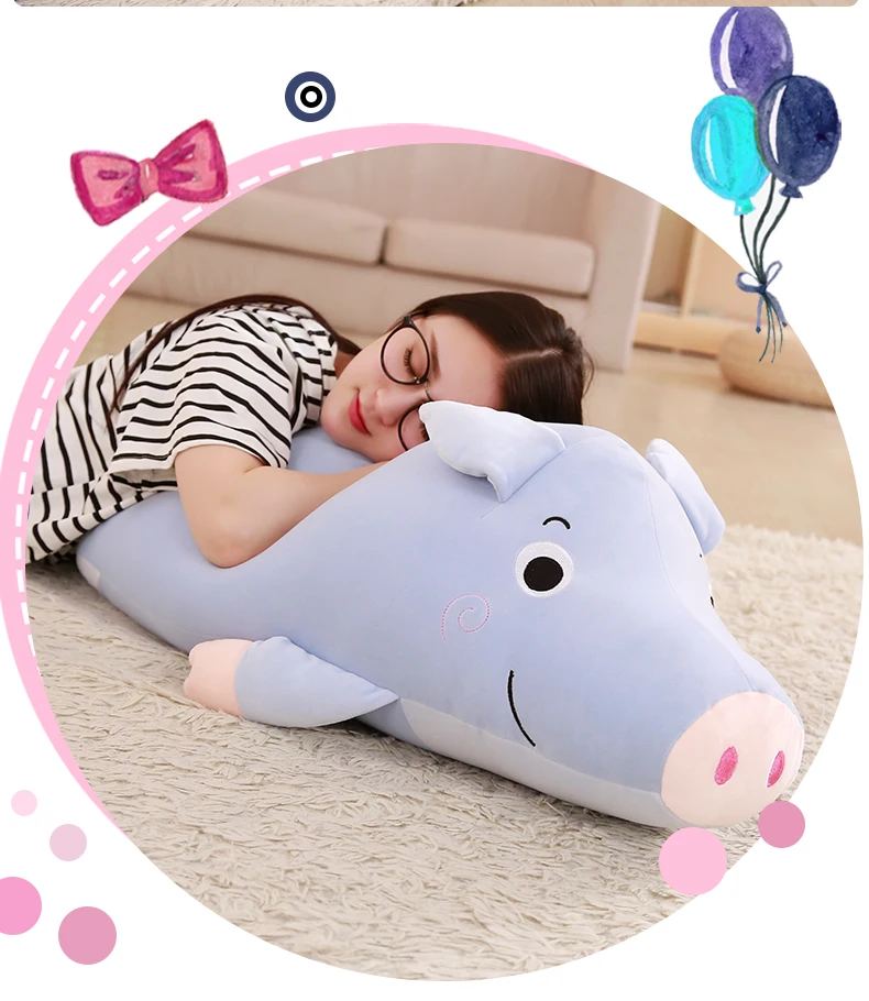 Cuddly Soft Lying Piggy Plush Pillows Doll Big Stuffed Animals Pig Toy for Children Gift Decoration 35inch 90cm DY50446 (9)