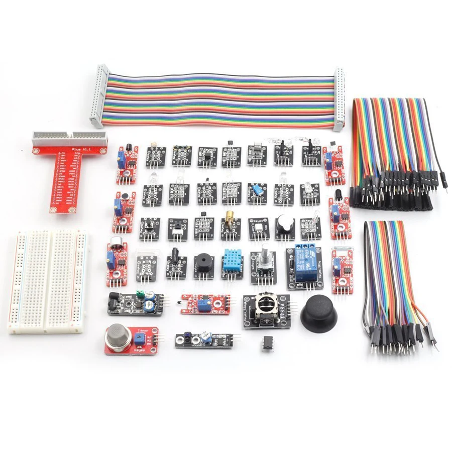 37 modules Sensor Kit for Raspberry Pi 3 2 and RPi 1 Model B+ 40-Pin GPIO Extension Board Raspberry Pi NOT included semipotent rings and modules