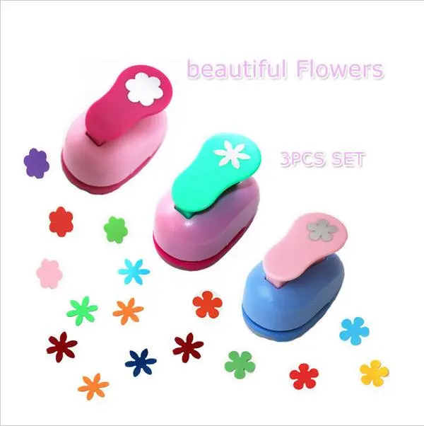 3pcs Different Beautiful Flowers Shape Craft Punch Set Children Manual Diy Hole Punches