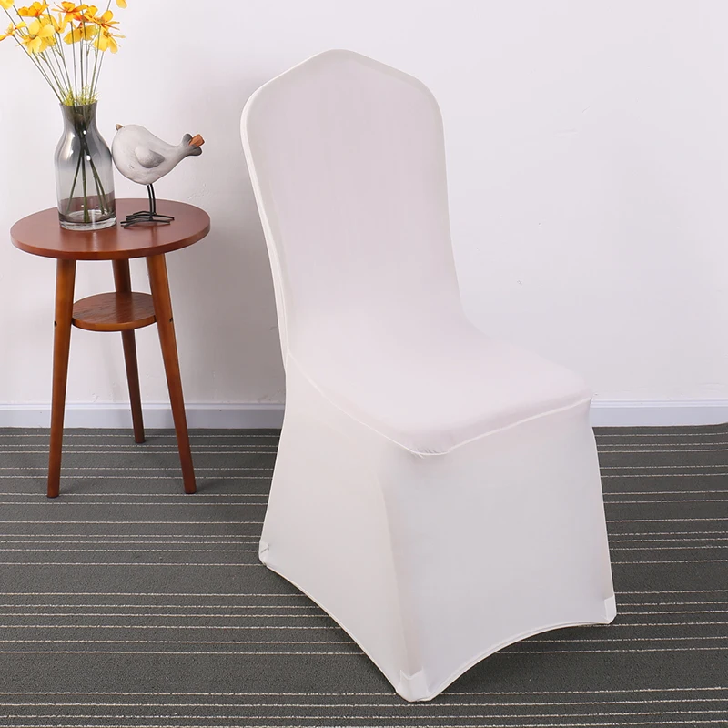 Good White Stretch Universal Polyester Spandex Chaircover Cheap Wedding Chair Covers for Weddings Banquet Restaurant Seat