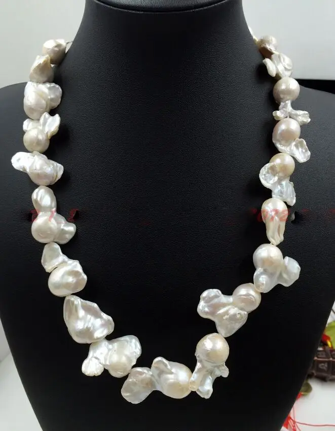 

FREE SHIPPING>@@> 18" Rear Huge AAA South sea white baroque 15-35MM Pearl Necklace