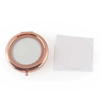 

Rose Gold private label Compact Mirror with Clear Resin Epoxy Sticker