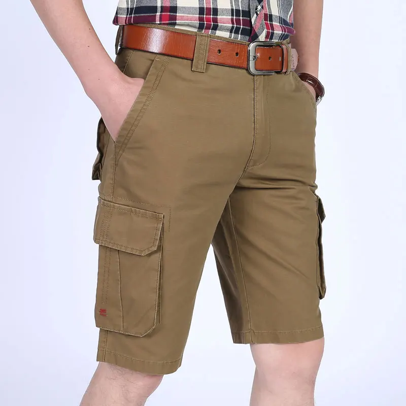 Летние пляжные шорты милитари, размер 30-44, однотонные прямые мужские шорты, мужские повседневные шорты из хлопка