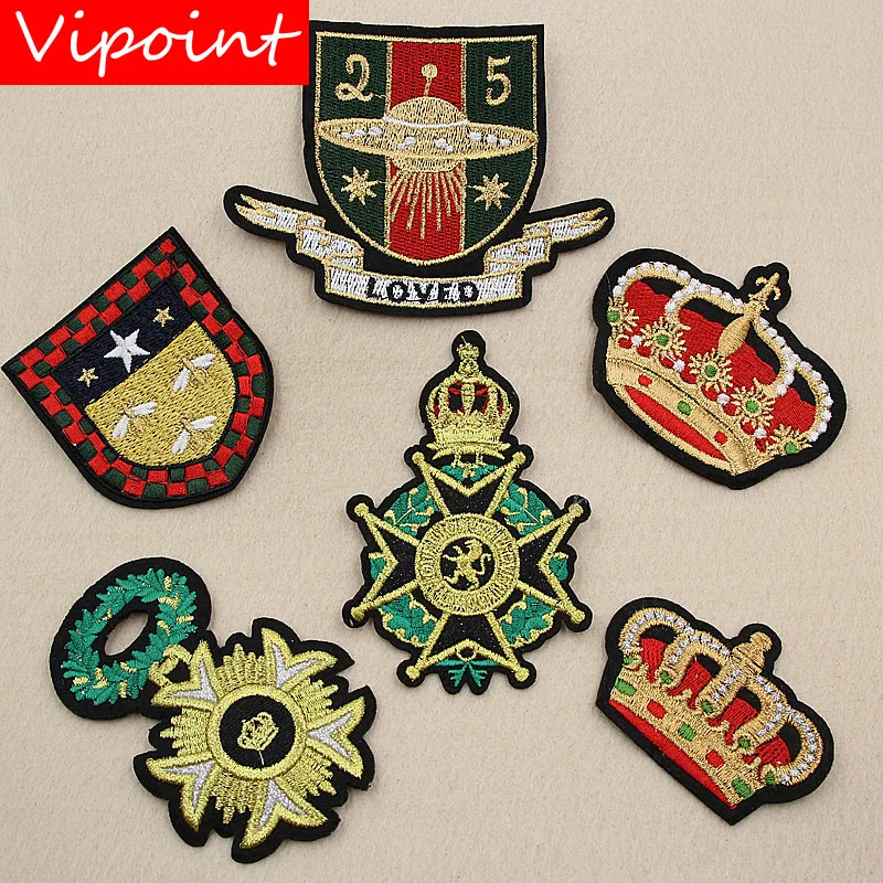 

VIPOINT embroidery army college patches crown patches badges applique patches for clothing XW-147