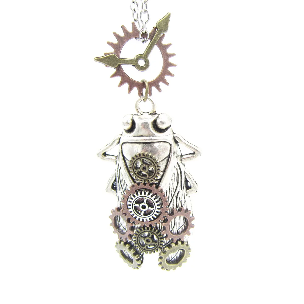 Дизайн Цикада с маленькими шестеренками на спине древнее ожерелье в стиле стимпанк ювелирные изделия