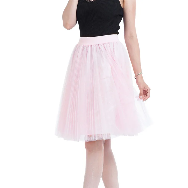 Женская 4 слоя юбка из прозрачной ткани плиссированная юбка принцессы сетчатая юбка-пузырь 2019 летняя юбка миди для больших размеров Q0225