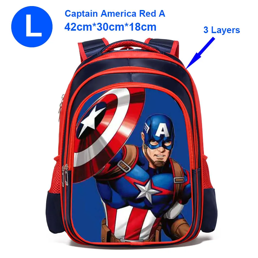 3D Endgame Железный человек Капитан Америка мальчик девочка дети детский сад школьная сумка Подростковая Студенческая рюкзаки - Цвет: Red L Captain A