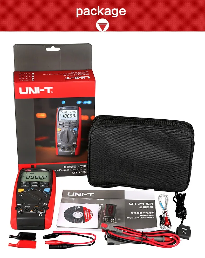 UNI-T UT71E Intelligent Digital Multimeter 40000 Counts AC DC Ohm Capacitance Temp Meter Data Logging USB Interface Bluetooth