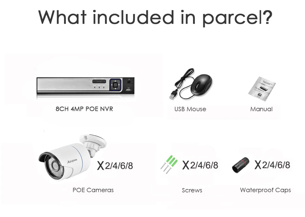 AZISHN H.265 8CH 1080P POE NVR комплект CCTV система безопасности 2MP аудио ip-камера ИК Открытый P2P Onvif CCTV комплект видеонаблюдения