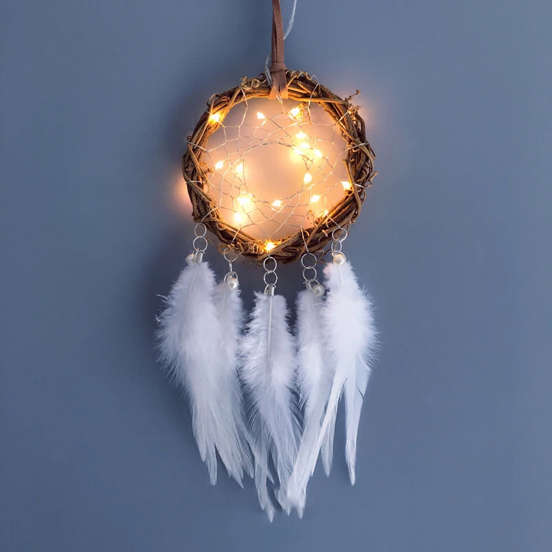 

Led Fairy Dream Catcher Wreath Rattan Copper Wire String Lights Luminaria 35cm LED Decor For Christmas Garland Wedding gerlyanda
