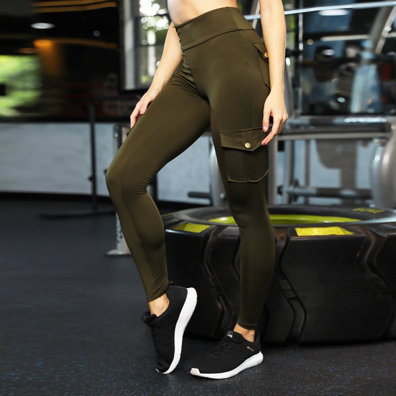 

Military Style Women Yoga Pants Sports Running Sportswear Black Army Green Fitness Leggings Seamless Gym Tights Pants P331