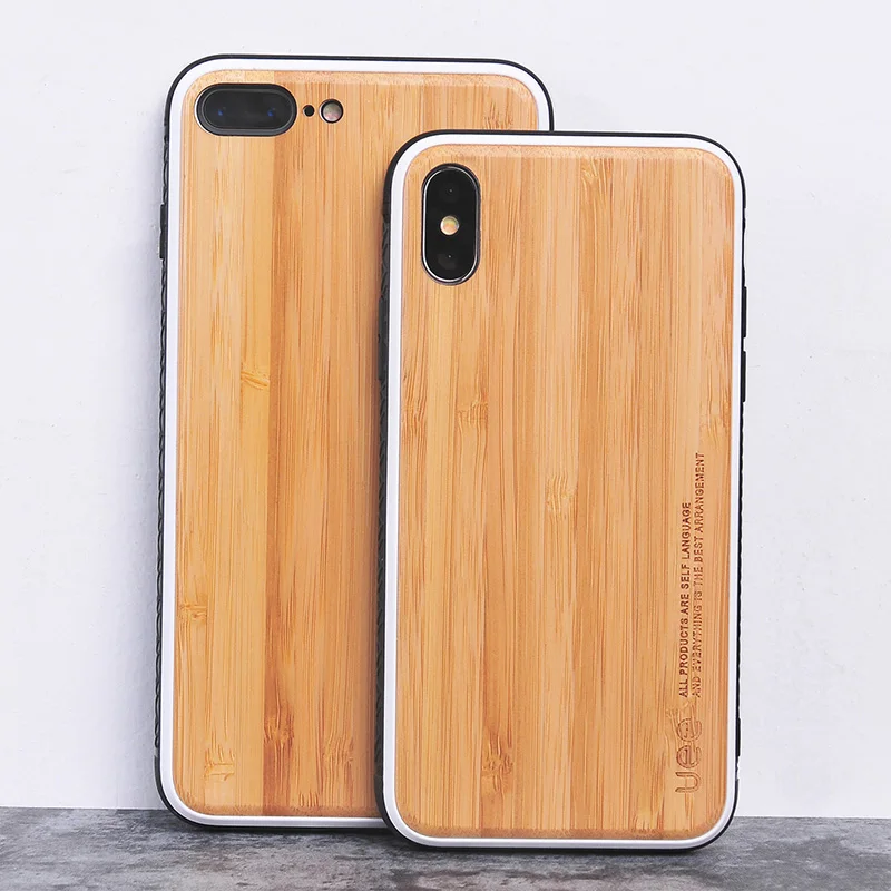 

For iPhone 8 case Natural bamboo All inclusive Anti-fall phone case Refreshing Solid color protective case for iPhone X XS XR