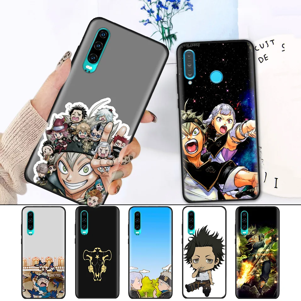

Black Silicone Cover Case for Huawei P30 P20 P10 Mate 20 10 Lite Pro Nova 4 4E 3E P Smart 2019 Plus Shell Anime Black Clover