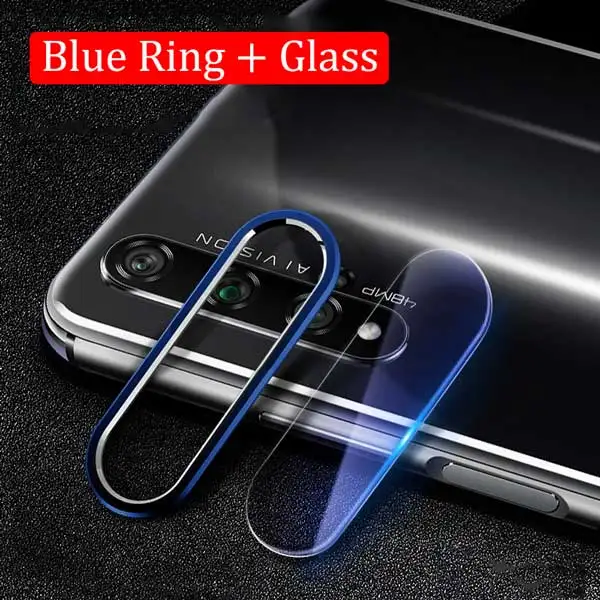 Blue Ring Glass Закаленное стекло для huawei Honor 20 Pro 20i Nova 5 Pro 5i 5T 4 стекло для объектива камеры защита экрана защитное кольцо бампер чехол - Цвет: Blue Ring Glass