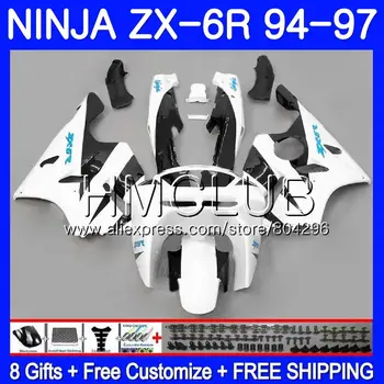 

Factory white Bodys For KAWASAKI NINJA ZX 636 600CC ZX6R 94 95 96 97 21HM16 ZX636 ZX-6R 94 97 ZX 6R 1994 1995 1996 1997 Fairing