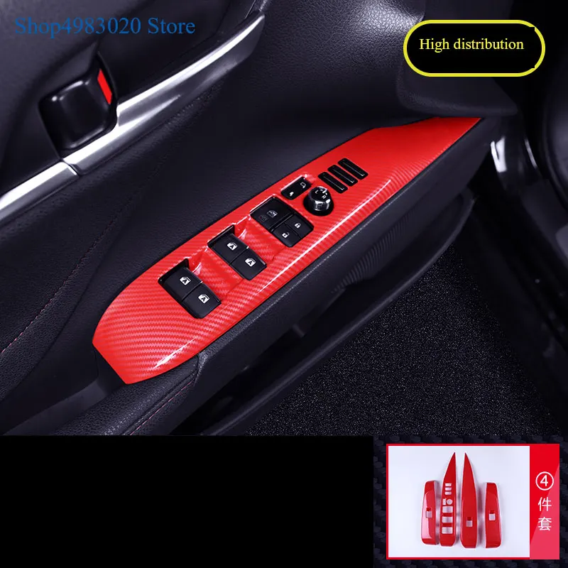 Для Toyota Camry переключатель двери окна лифт панель подлокотника планки крышка ABS хром красный внутренняя модификация аксессуары