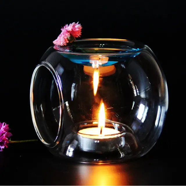 Glass Fragrance Aroma Oil Burner Tealight Holder Candle Wax Tart Warmer