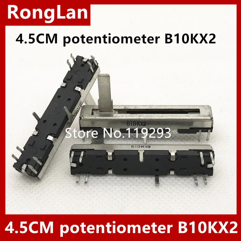 

Electronic organ synthesizer Black 4.5 cm 45MM long double mixer fader potentiometer B10KX2 B10K 15MMC--10PCS/LOT