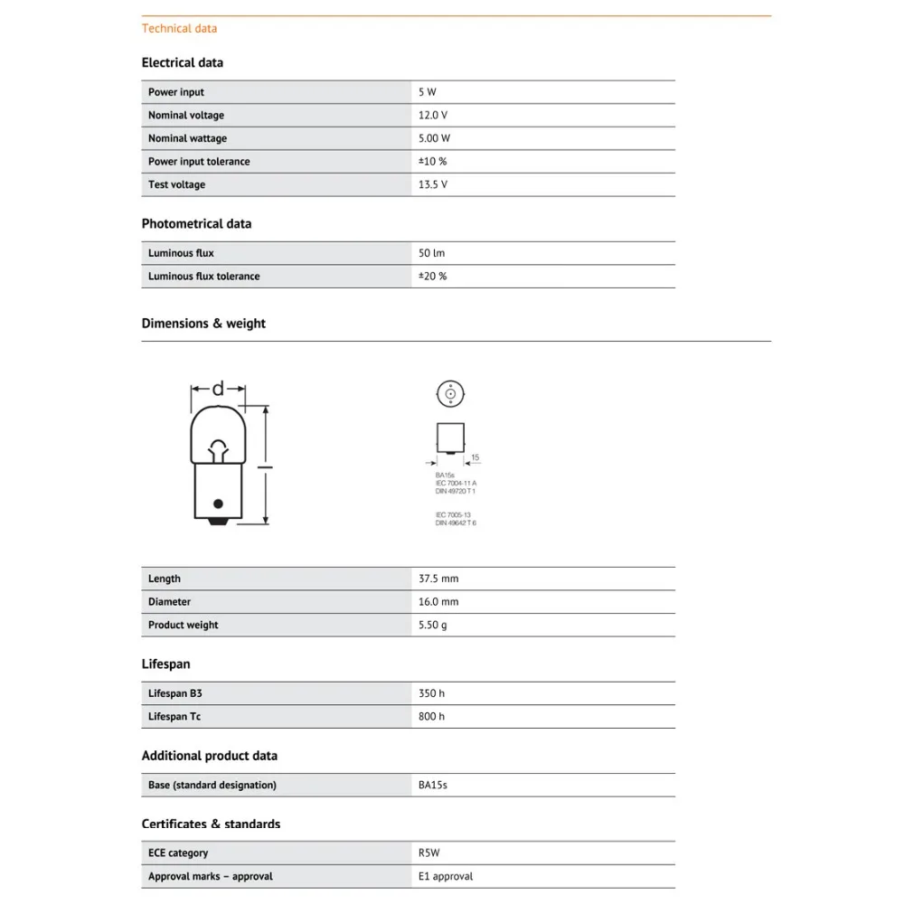 Лампа Ксеноновая OSRAM 12V первоначально R5W 5007 5 Вт Стандартный интерьер светильник фонари освещения номерного знака производитель комплексного оборудования для сигнальных ламп,, 10 шт