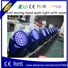 Горячее предложение 36 шт. RGBAW+ УФ led zoom мыть движущийся головной свет, движущийся светодиодный свет