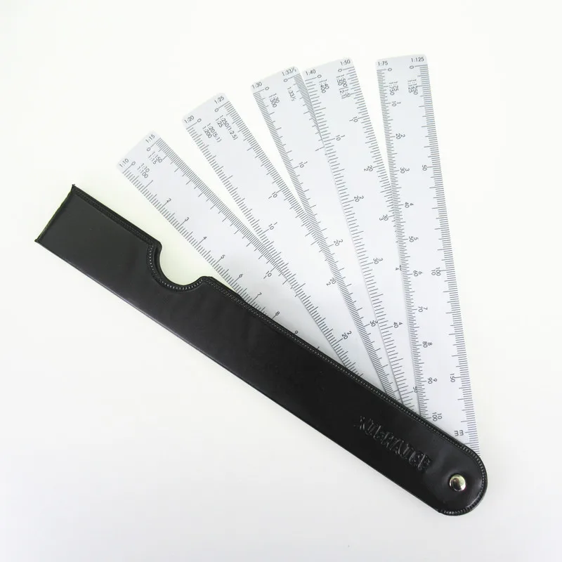 

1PCS Fan scale Multi-function scale Multi-ratio 5 kinds of specifications Folding fan ruler free shipping