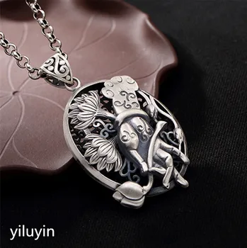 

KJJEAXCMY Fine jewelry S990, hollowed out, lotus, crane, sterling silver, Thai silver, antique lady's sweater