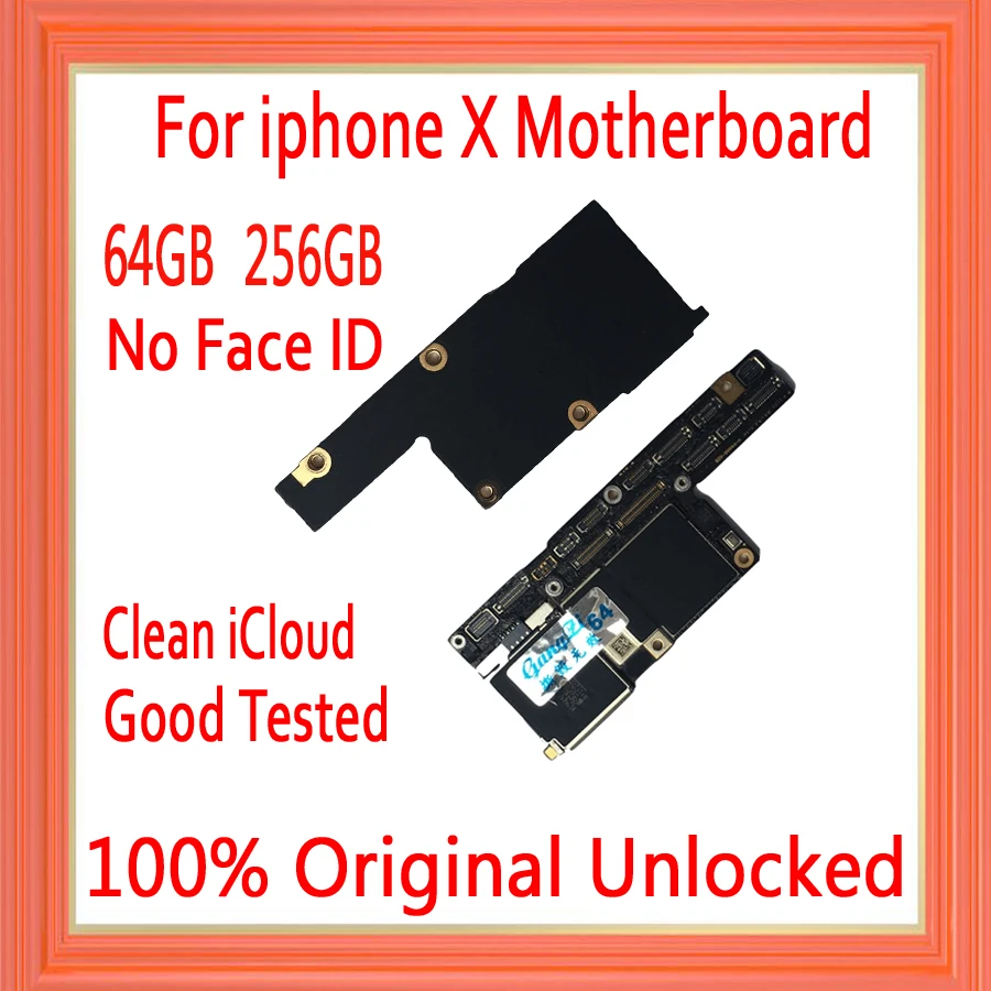 

No Face ID for iphone X Motherboard unlocked,Original Board for iphone x Motherboard with Clean iCloud,64GB / 256GB,Good Tested