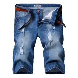 Классические мужские джинсовые шорты с дырками 2019 летние новые стильные модные повседневные хлопковые эластичные узкие короткие синие