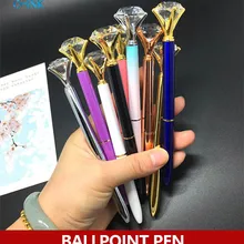 18 шт./партия, металлическая искусственная Хрустальная шариковая ручка с большим бриллиантом для девочек, как письменные принадлежности, стационарная