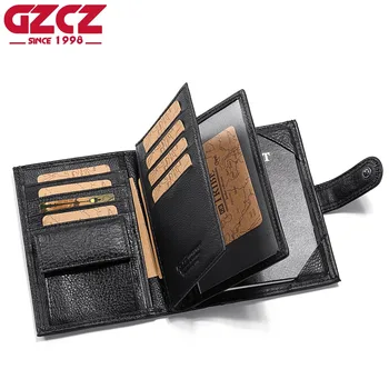 

GZCZ Large Capacity New 2018 Fashion Women Men Wallet Short Purses Clutch Genuine Leather Passcard Holder Solid Bag carteira