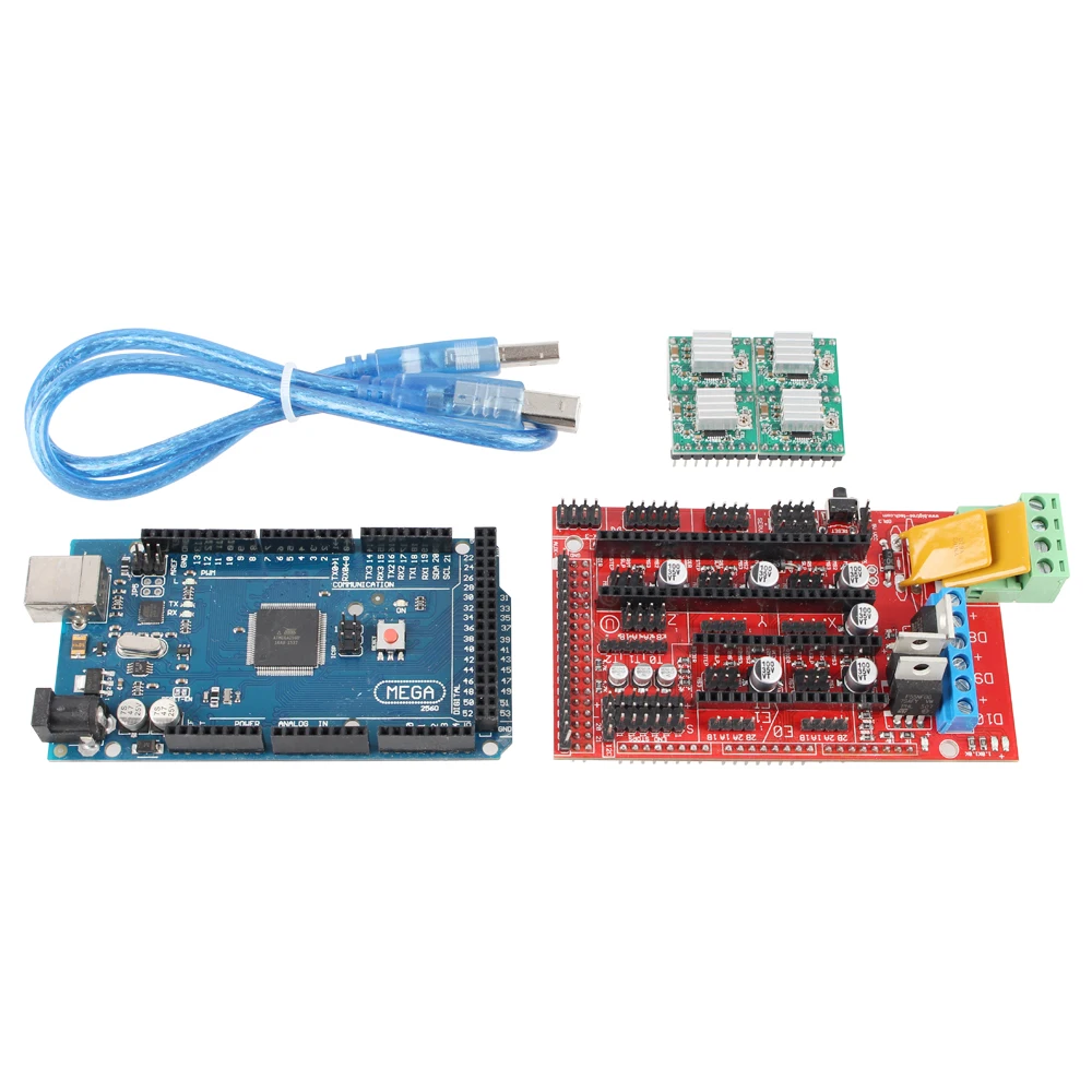  Mega 2560 R3 + 1pc RAMPS 1.4 Controller + 5pcs A4988 Stepper Driver Module RAMPS 1.4 KIT for 3D Printer kit MendelPrusa 