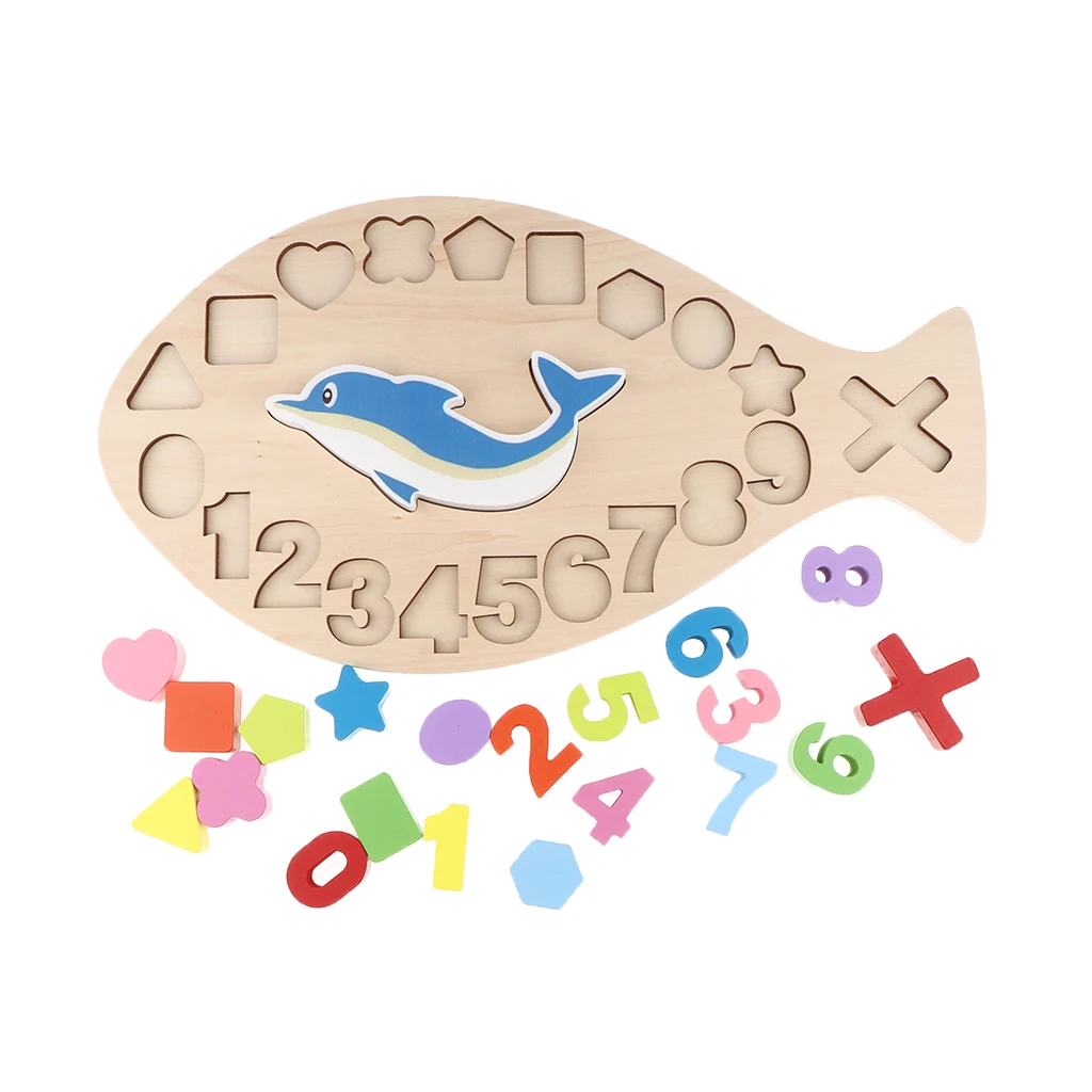 Wooden Blocks Puzzle Logarithmic Board, Toddler Kids Early Education Shape Numbers Learning & Educational Toys Puzzle Set