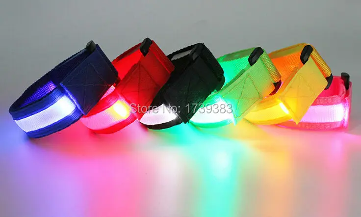 

100pcs/lot Sport flash safety warning fiber optic LED wrist band Multifunction LED light-emitting Wristband with Buckle Bracelet