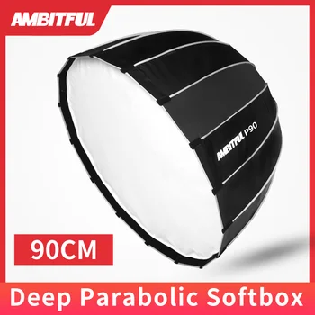 

AMBITFUL P90 Portable 90CM 16 Rods Deep Parabolic Softbox Bowens Mount Studio Speedlite Flash Reflector Photo Studio Softbox