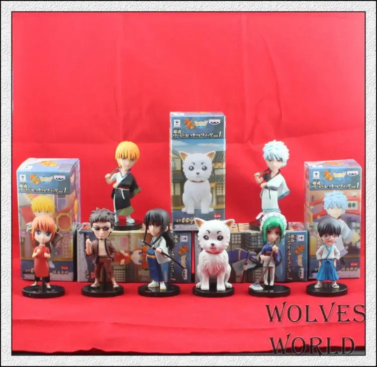 

8pcs/set Gin Tama Gintama Sakata Gintoki Silver Soul Action Figures PVC brinquedos Collection Figures toys for christmas gift