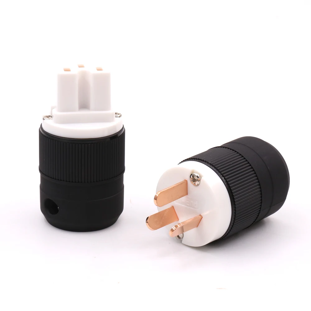

2PC Hi-End Brass AU Mains Power Plug Male Brass Connector Cable Cord 3 Pin HiFi AMP CD player