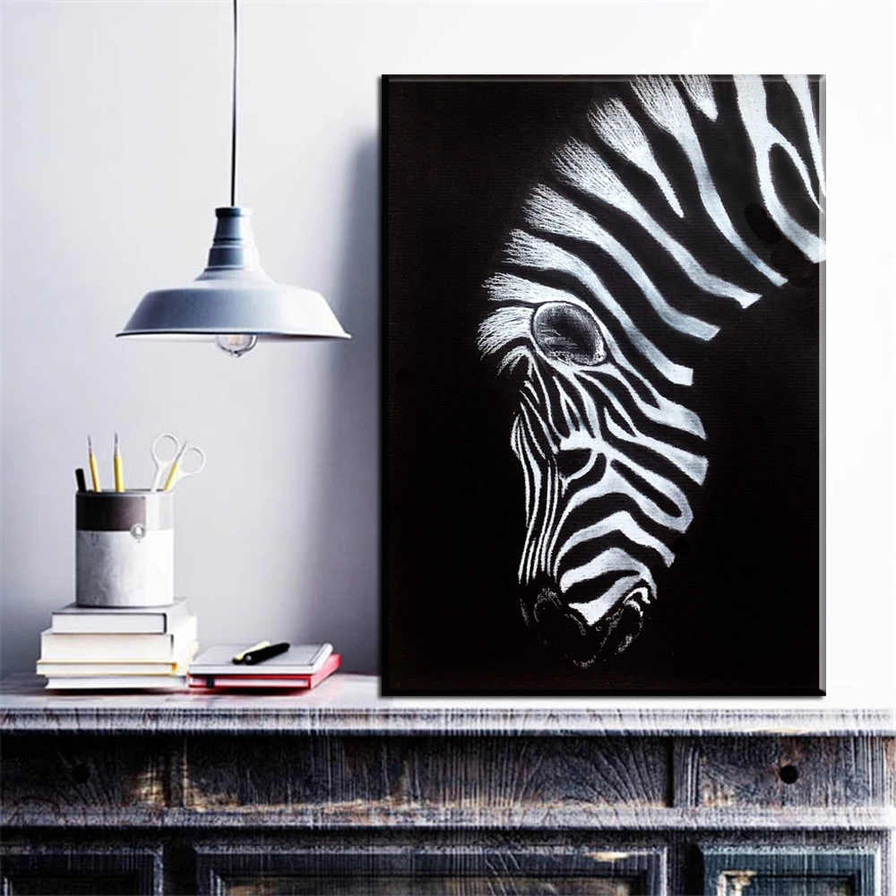 ZZ1648 black and white canvas Wall Art Print Zebra Canvas animal Oil
