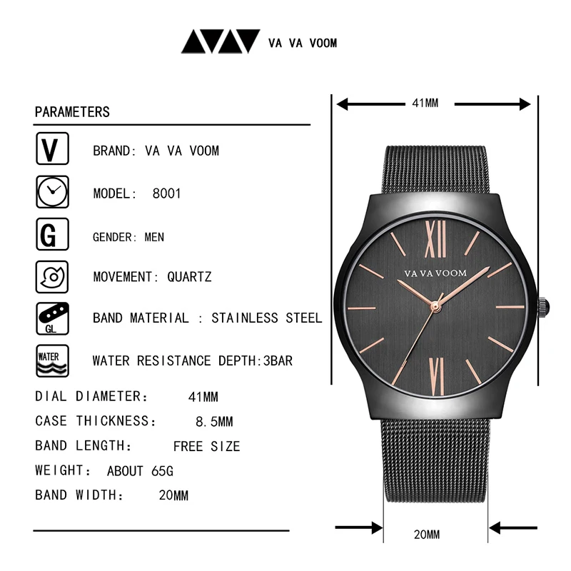 Reloj Hombre мужские часы из нержавеющей стали VAVA Топ бренд военные спортивные