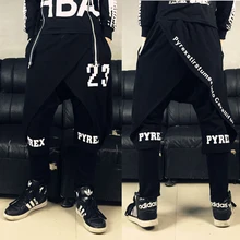 Новые мужские метросексуальные хип-хоп Клубные диджея личности Ложные два повседневные брюки стилист Haren юбка брюки костюмы