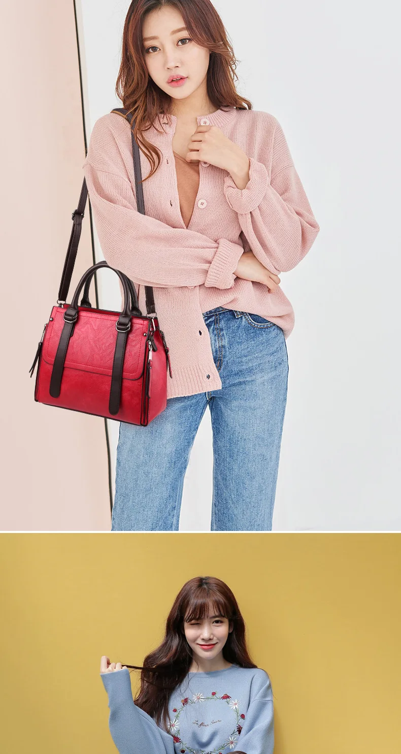 FoxTail& Lily Роскошные Брендовые женские кожаные сумки через плечо женская сумка через плечо простая универсальная сумка-мессенджер большая емкость