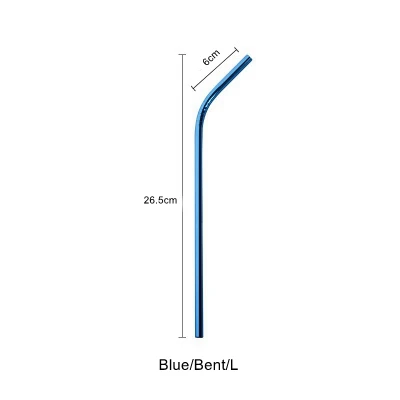 Скандинавские красочные 304 нержавеющая сталь питьевой соломинки многократного использования изогнутая металлическая соломинка Высокое качество трубка Офис Бар посуда для напитков аксессуары - Цвет: Blue-Bent-L