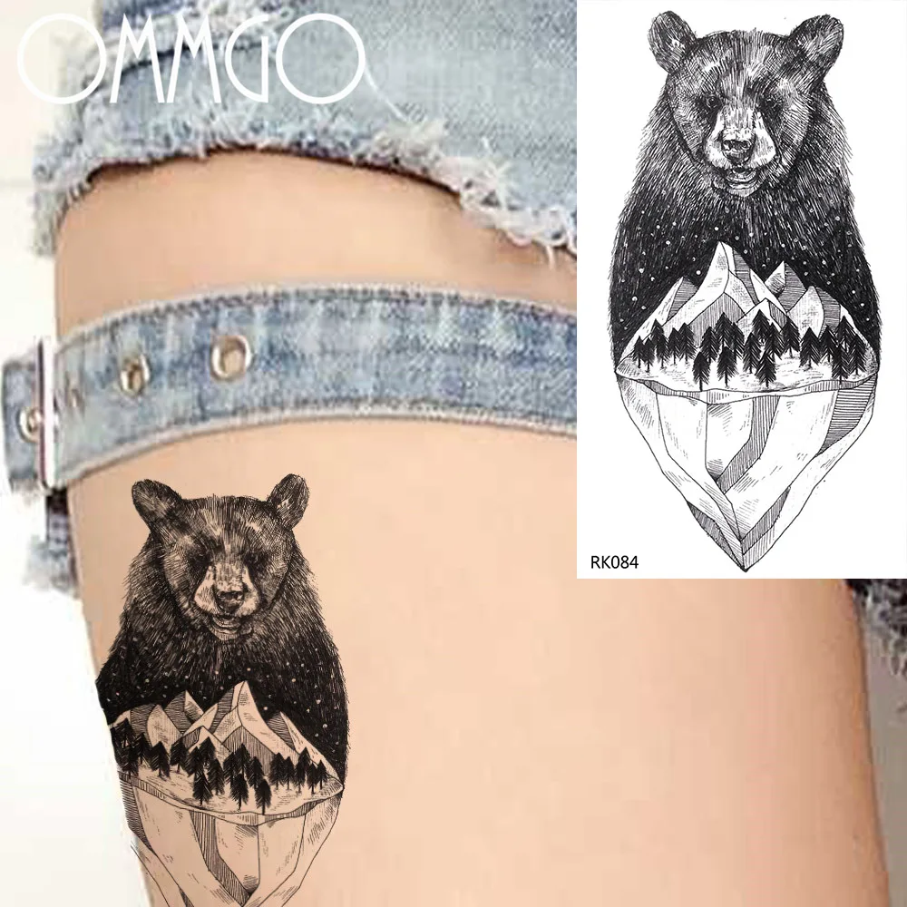 

Временные татуировки-наклейки OMMGO с изображением гор, галактики, звезд, Черного Леса, островов, искусственные татуировки на заказ, боди-арт, руки, черные рисования, деко