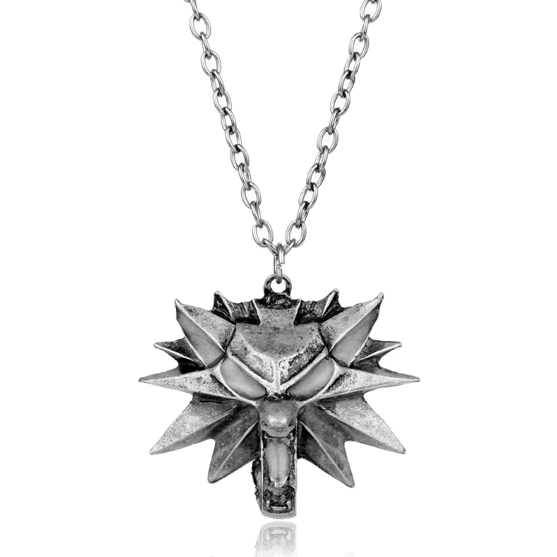 dongsheng Men's Necklace The Witcher 3 Wild Hunt Necklace Luminous Wolf Head Pendant Necklace Link Chain GLOW in the DARK Night dongsheng Men's Necklace The Witcher 3 Wild Hunt Necklace Luminous Wolf Head Pendant Necklace Link Chain GLOW in the DARK Night