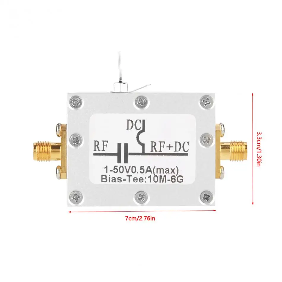 1 Pcs Coaxial Bias Tee 10MHz-6GHz Bias Tee 10MHz-6GHz Broadband Radio Frequency Microwave Coaxial Bias