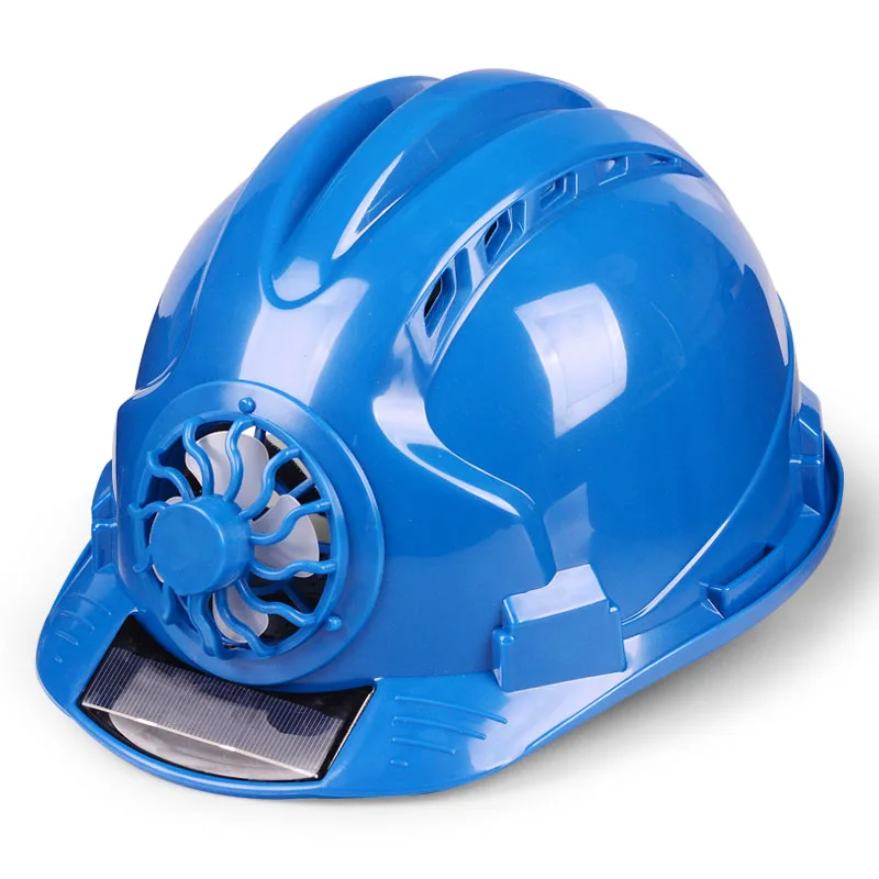 Солнечная энергия вентилятор шлем наружная рабочая безопасность жесткая шляпа строительство рабочее место ABS Материал Защитная крышка питание от солнечной панели - Цвет: Синий