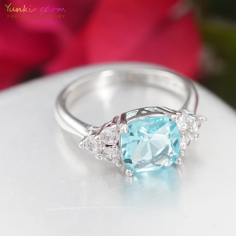 Yunkingdom Silver Color Crystal Engagement Rings Womens Girls Fashion Wedding Jewelry Wholesale/Retail K2108