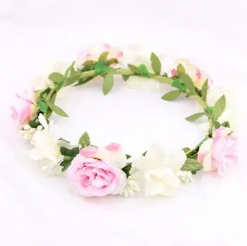 

MissRDress Headband Flowers Crowns Hair Flower Tiara Wedding Woman Girls headband Hair Accessories Bridal Pink Flower Wreath jh3