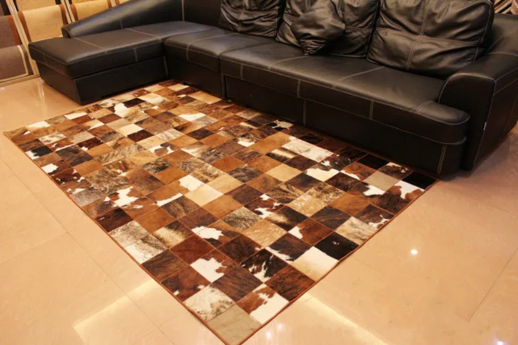 

Fashionable art carpet 100% natural genuine cowhide leather indian leather rugs