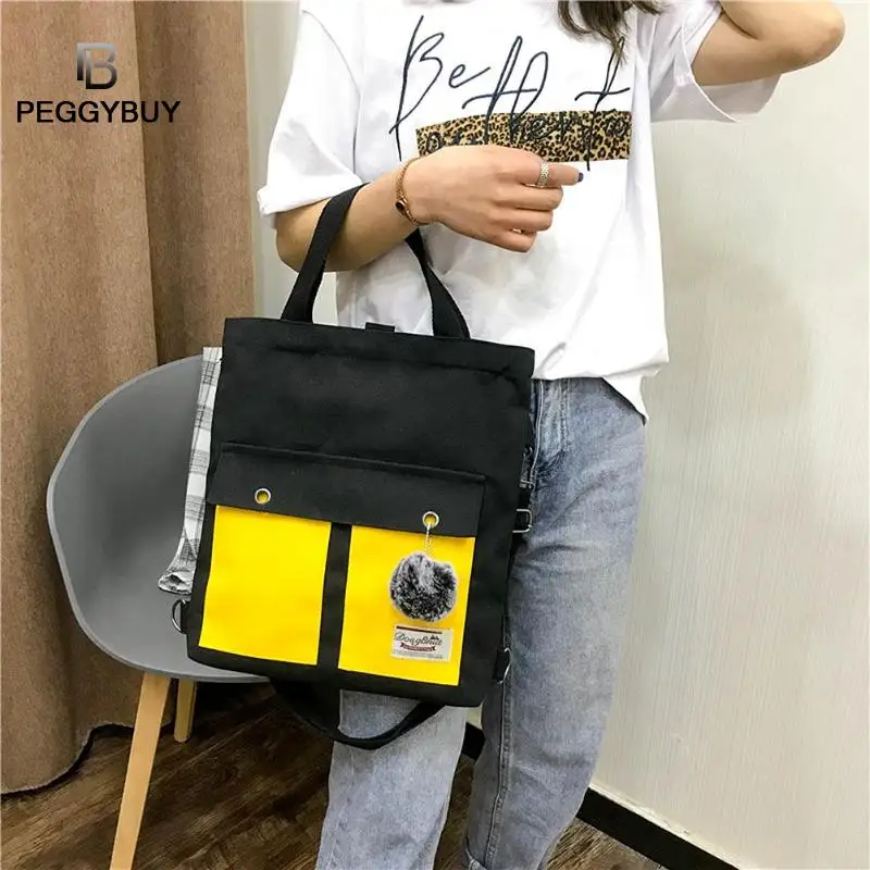 

Fashion Ladies Wild Messenger Bag Large Capacity Simple Color Shoulder Handbags Women Pompon Decor Messenger Bags Canvas Totes