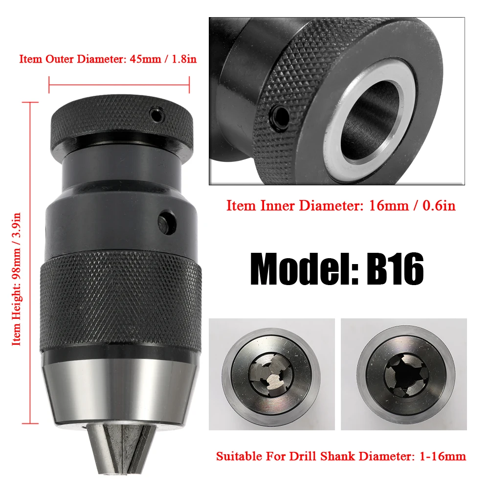 

Keyless Drill Chuck Precision B16 Lathe Self Tighten Light Duty Taper Drill Chuck For Power Tool